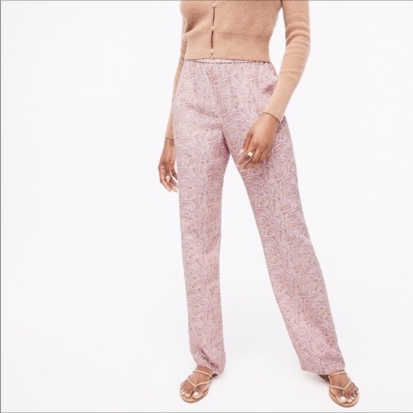 NWT J.Crew Pull-on Silk Pant in Beach Paisley Size 12 - Picture 1 of 12